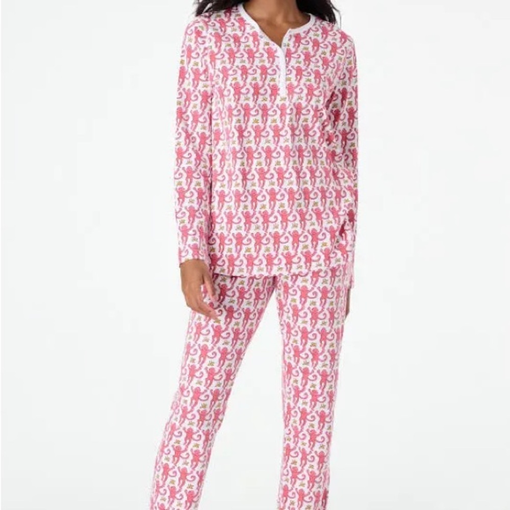 Roller Rabbit Pink Monkey PJs XS